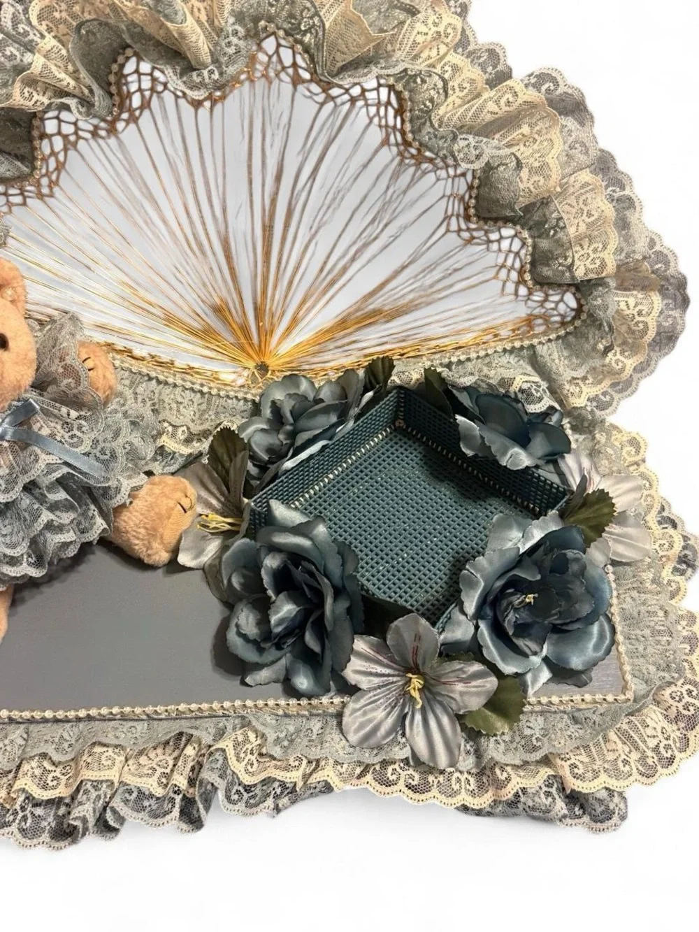 Vintage Blue Victorian Bear Decoration